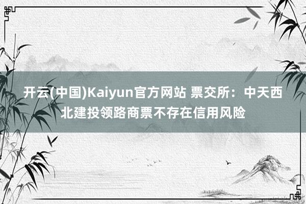 开云(中国)Kaiyun官方网站 票交所：中天西北建投领路商票不存在信用风险