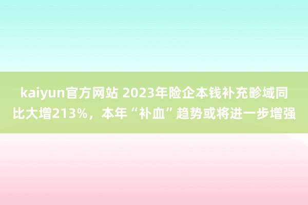 kaiyun官方网站 2023年险企本钱补充畛域同比大增213%，本年“补血”趋势或将进一步增强