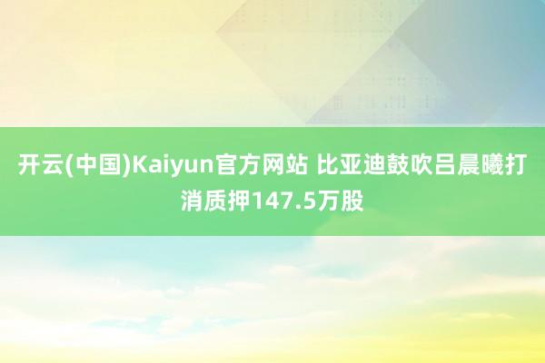 开云(中国)Kaiyun官方网站 比亚迪鼓吹吕晨曦打消质押147.5万股