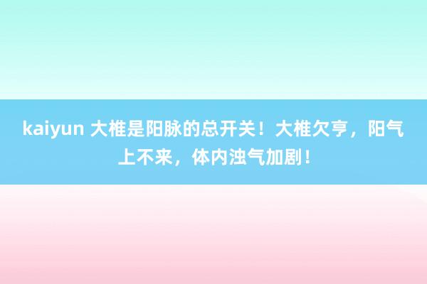 kaiyun 大椎是阳脉的总开关！大椎欠亨，阳气上不来，体内浊气加剧！