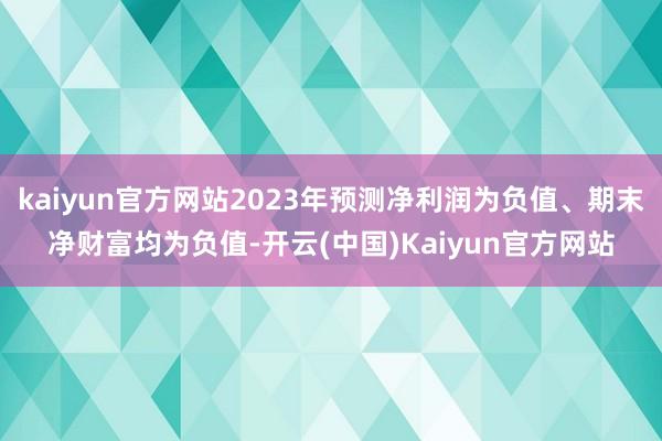 kaiyun官方网站2023年预测净利润为负值、期末净财富均为负值-开云(中国)Kaiyun官方网站